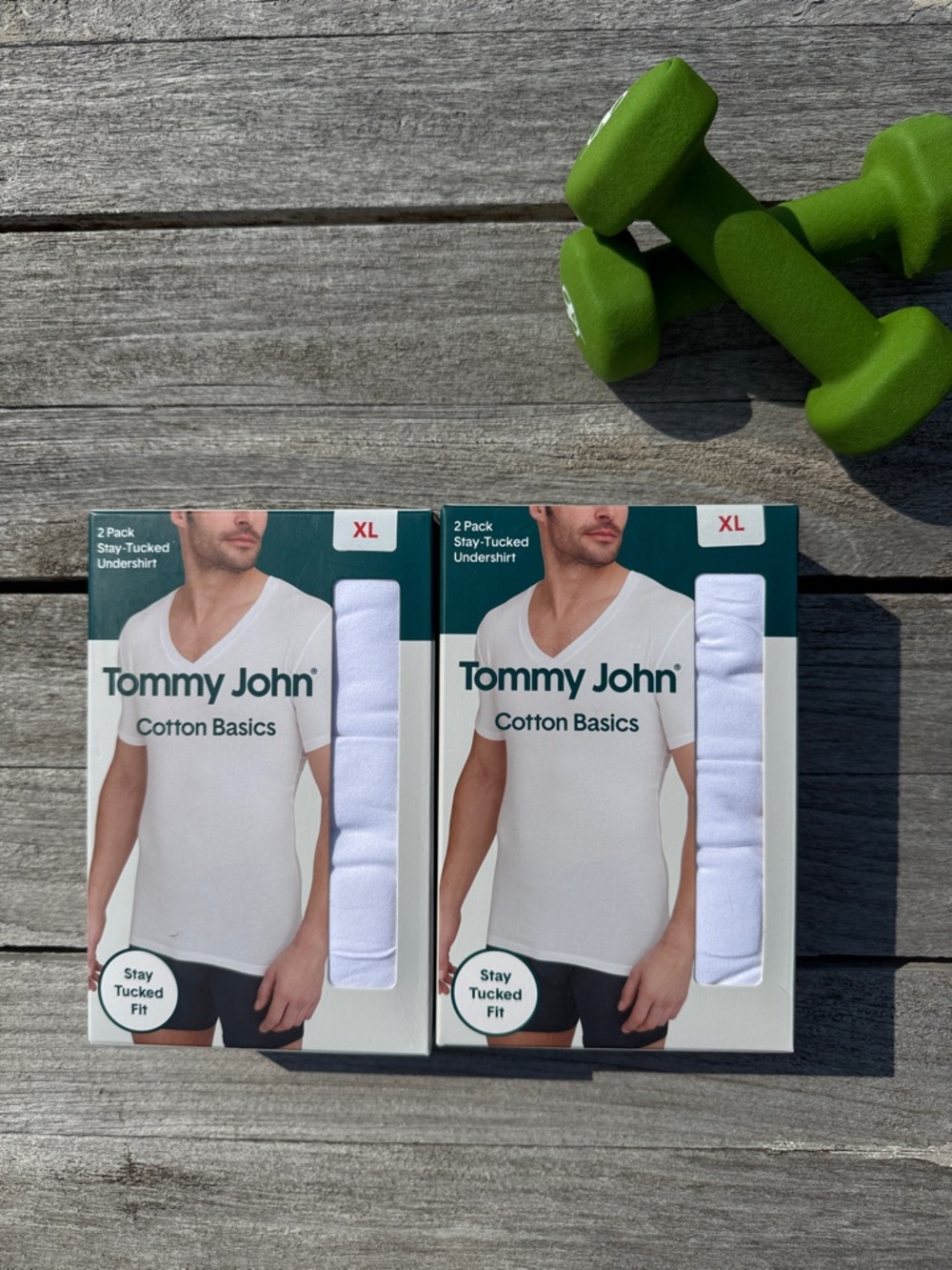 Tommy John Stay-Tucked Undershirt 4 Pack (2x 2-Pack) White Deep V-Neck XL NIB
